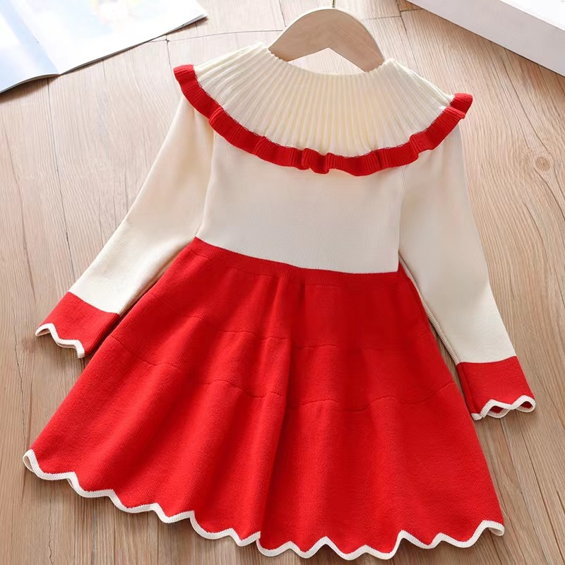 Mädchen Strickkleid Mit Hahnentrittmuster Für Den Winter_voghion.com