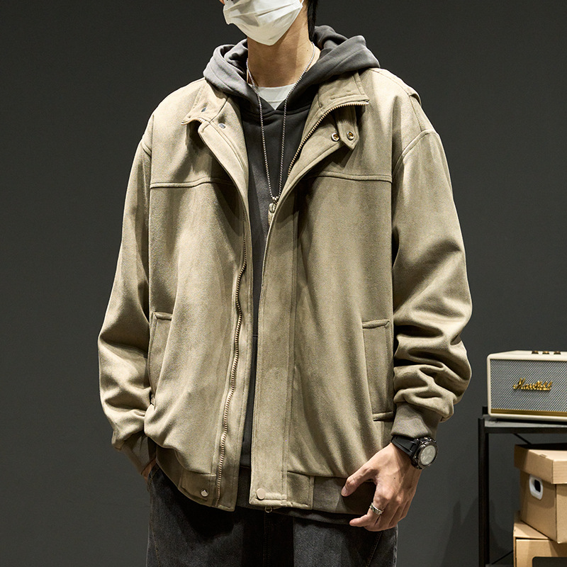 Chaqueta retro americana para hombre, otoño e invierno, chaqueta suelta de gamuza de la calle, marca de moda, top casual