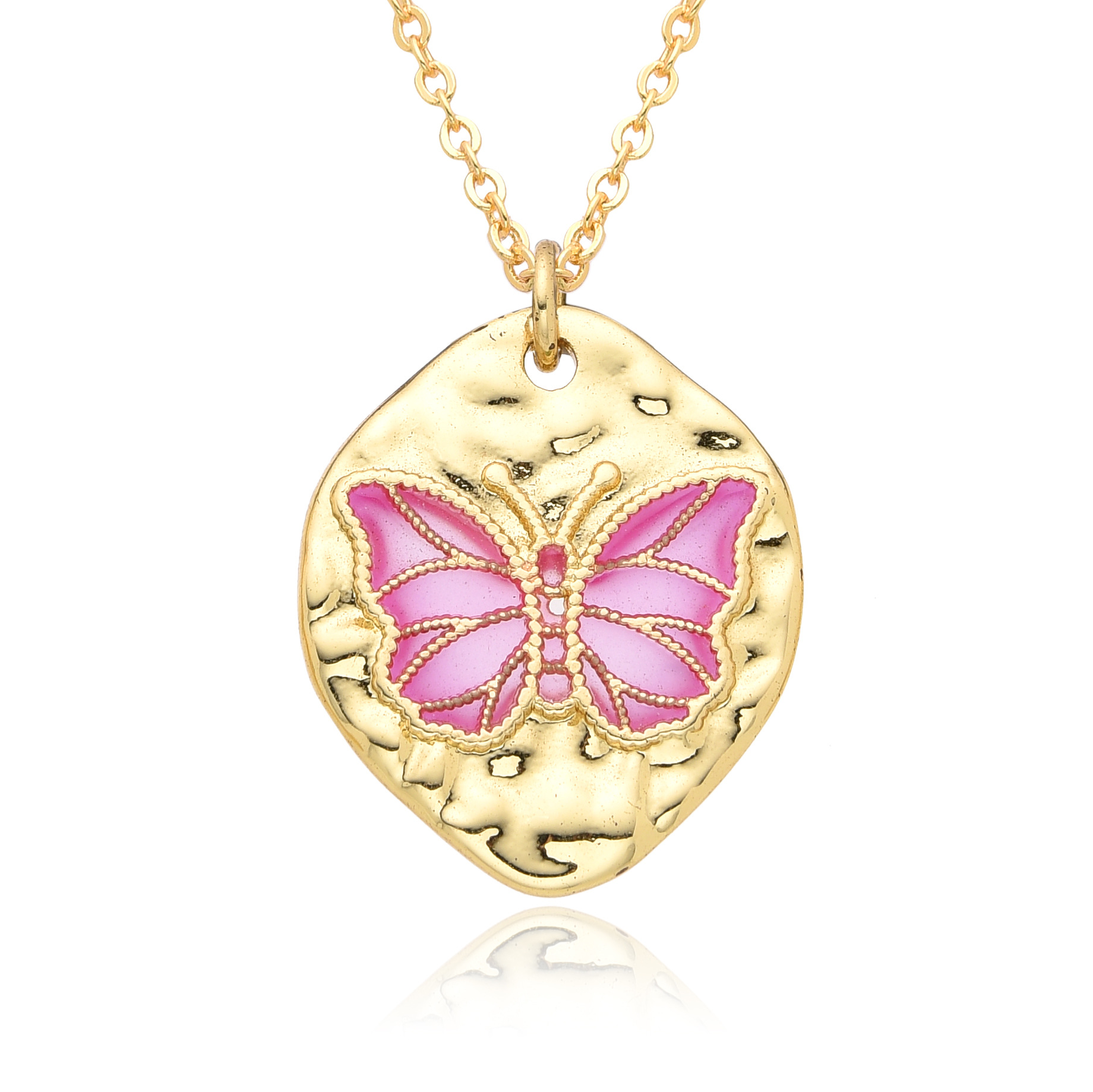 Copper IG Style Simple Style Butterfly Enamel Plating Inlay Zircon Pendant Necklace display picture 7