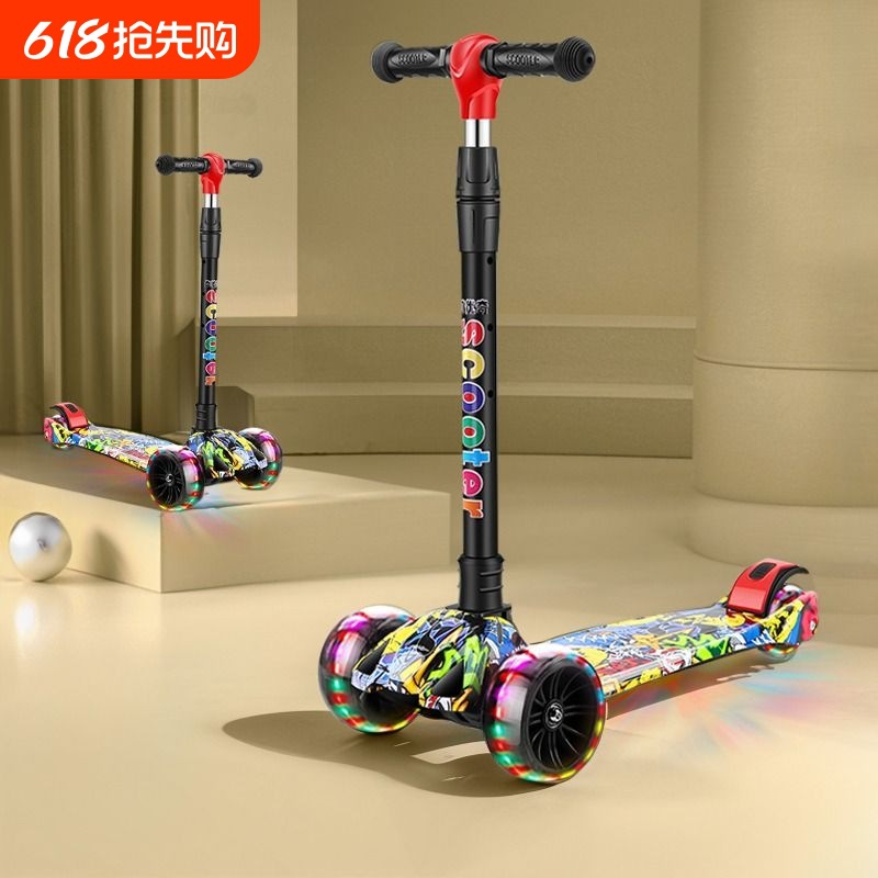 Scooter for Kidsren 1-3 to 6 to 12 Years Old and Above, Foldableing Scooter for Boys and Girls, Three-Wheeled Scooter