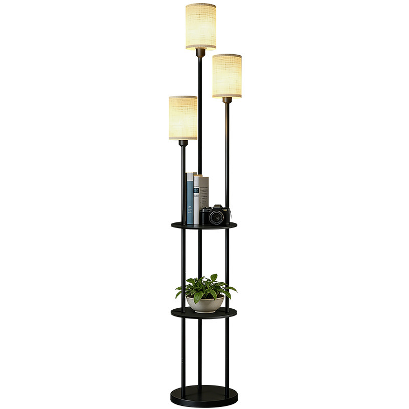 Торшер Taotao Lighting коричневая полка, ротанговый плафон