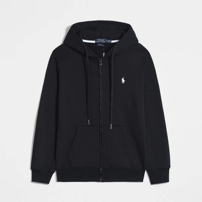 Autumn and Winter Velvet Pony Hooded Rl Cardigan Pure Color Sweatshirt Embroidered Loose Large Size Men's Polo Jacket Autumn and Winter Velvet Pony Hooded Rl Cardigan Pure Color Sweatshirt Embroidered Loose Large Size Men's Polo Jacket