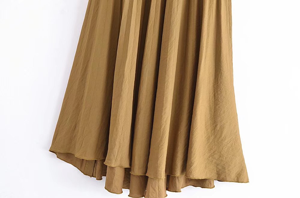 Solid Color Pleated Lace-Up Skirt NSXFL103667