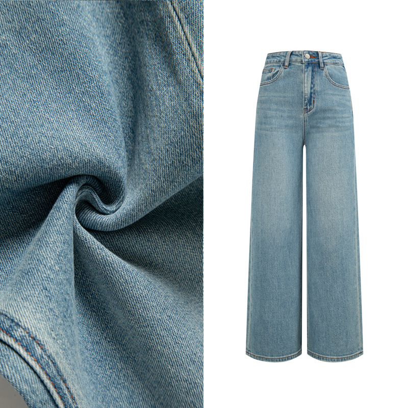 2026 Spring Stretch Fabric Straight-Leg Jeans for Women French Retro High-Waisted All-Season Jeans Slightly Stretch Denim