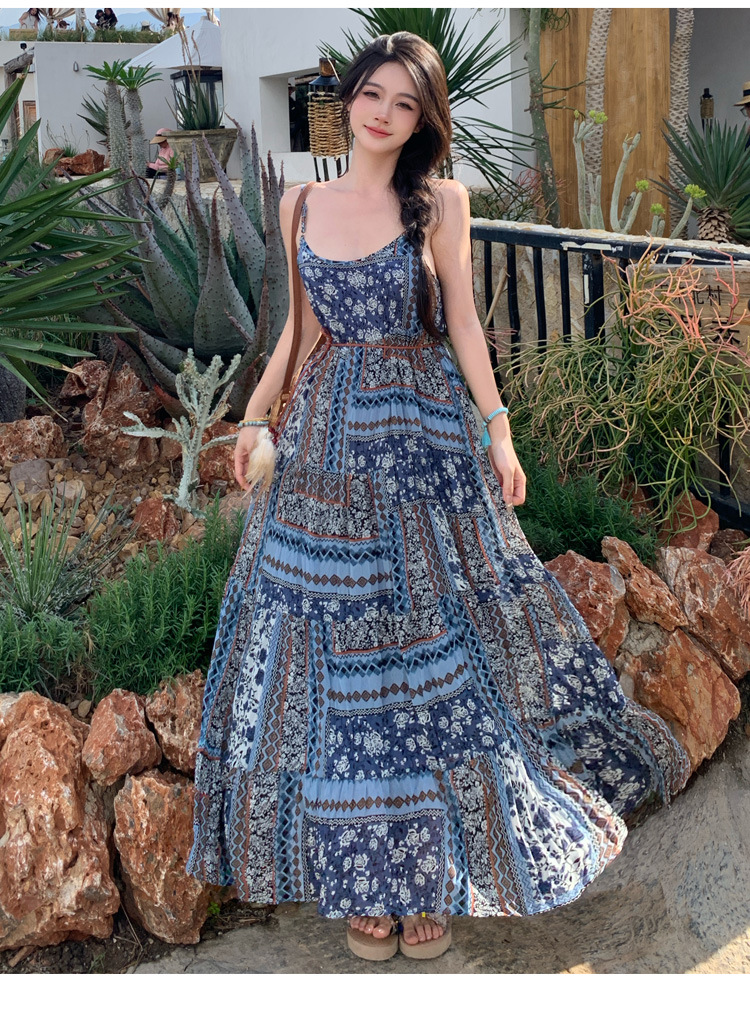 Embroidered Bohemian For Women, New Summer Strap Dress, Slimming And Lazy Design, Ethnic Style Long Dress_ecoleips.com