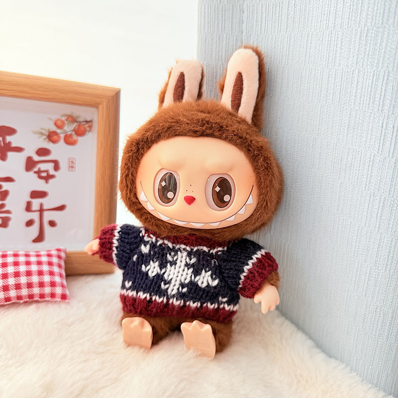 Solo ropa] Llavero de primera y segunda generación Labubu colgante de ropa Rabubu ropa de bebé suéter de punto traje de sombrero