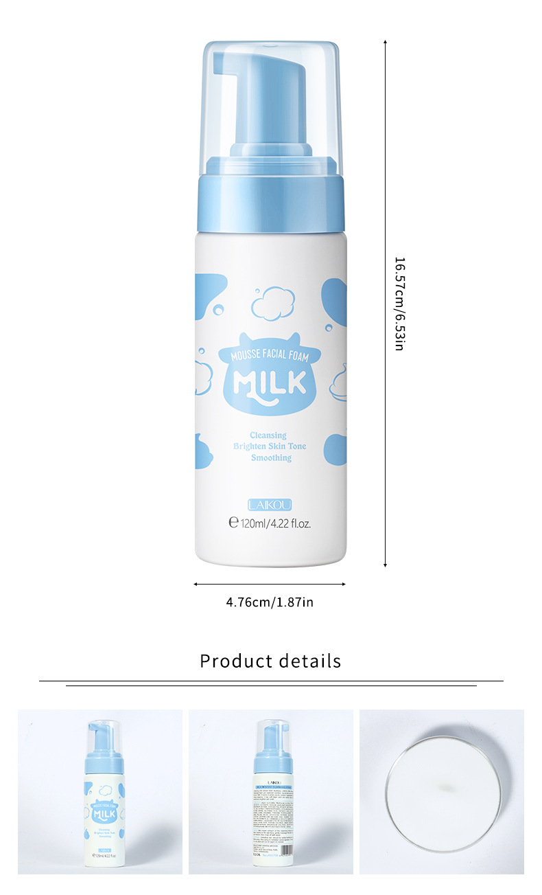 LAIKOU Milk Cleansing Mousse 120ml Pore-cleaning Skin Care products wholesale temu Shrimp Peel Cross-border undefined