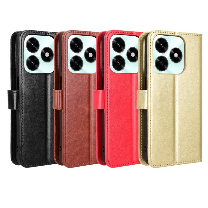 Suitable for Honor X5C Mobile Phone Case, Honor X5C Plus Mobile Phone Leather Case, Flip Cover, Card Slot, Lanyard, Crazy Horse Pattern Case