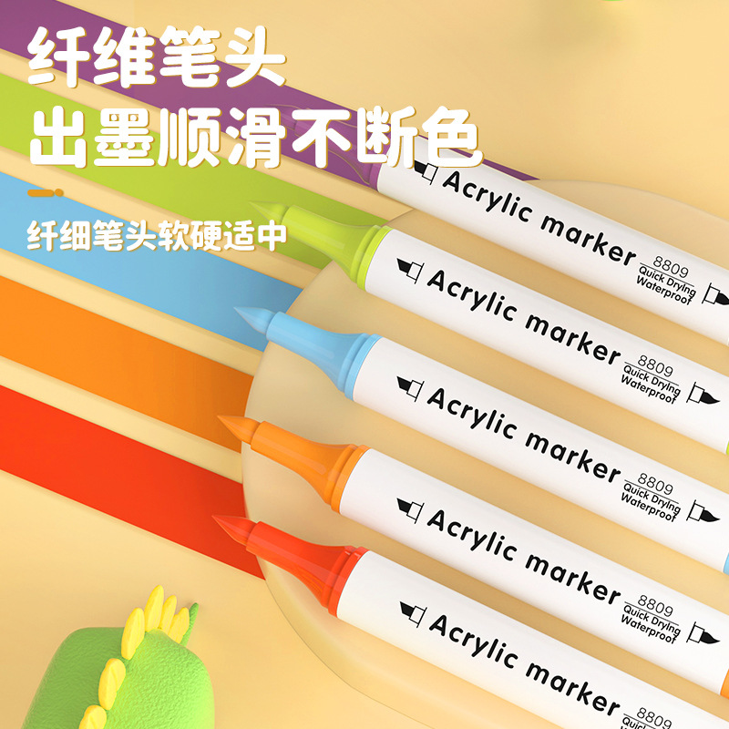 Marcador de acrílico de cabeza suave Cepillo de pintura para niños de doble cabeza Lápiz de graffiti de arte infantil impermeable de secado rápido Pluma de agua de gran capacidad