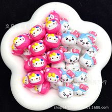 kitty吉伊头重油手绘珠散珠串珠diy饰品配件手链手机链挂件萌粒笔