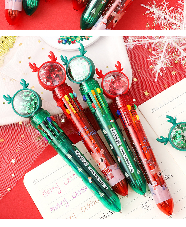 Cute Cartoon Christmas Multi-color 10 Colors Press Ballpoint Pen display picture 5