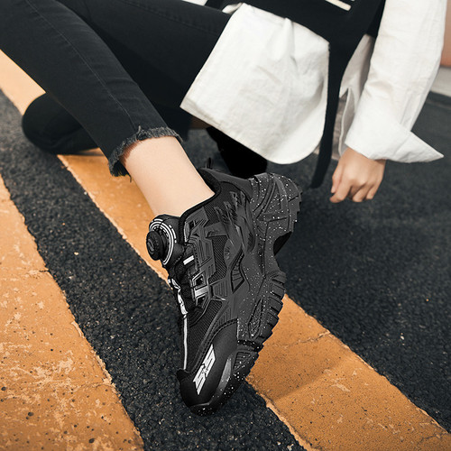 Men's Summer Mech Rotating Button Dad Shoes Trendy Teenage Student Black No Laces Sports Shoes