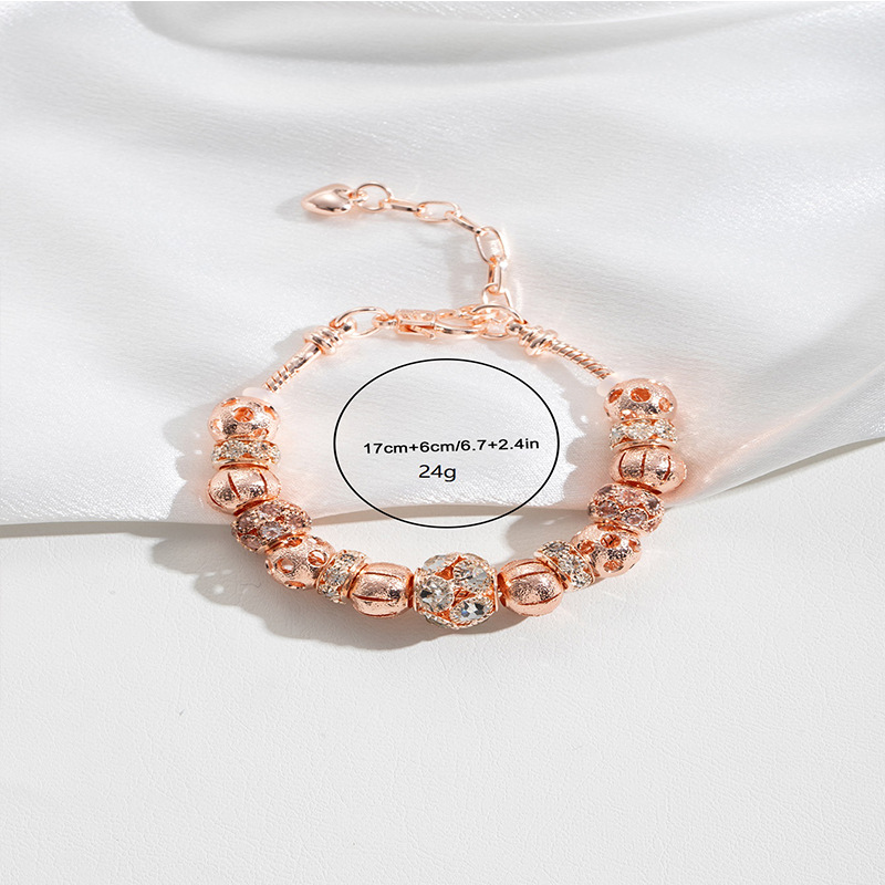 Panjia pulsera Dora DIY cuentas de moda personalidad explosiva transfronteriza diamantes circular hueco ajustable pulsera de cobre