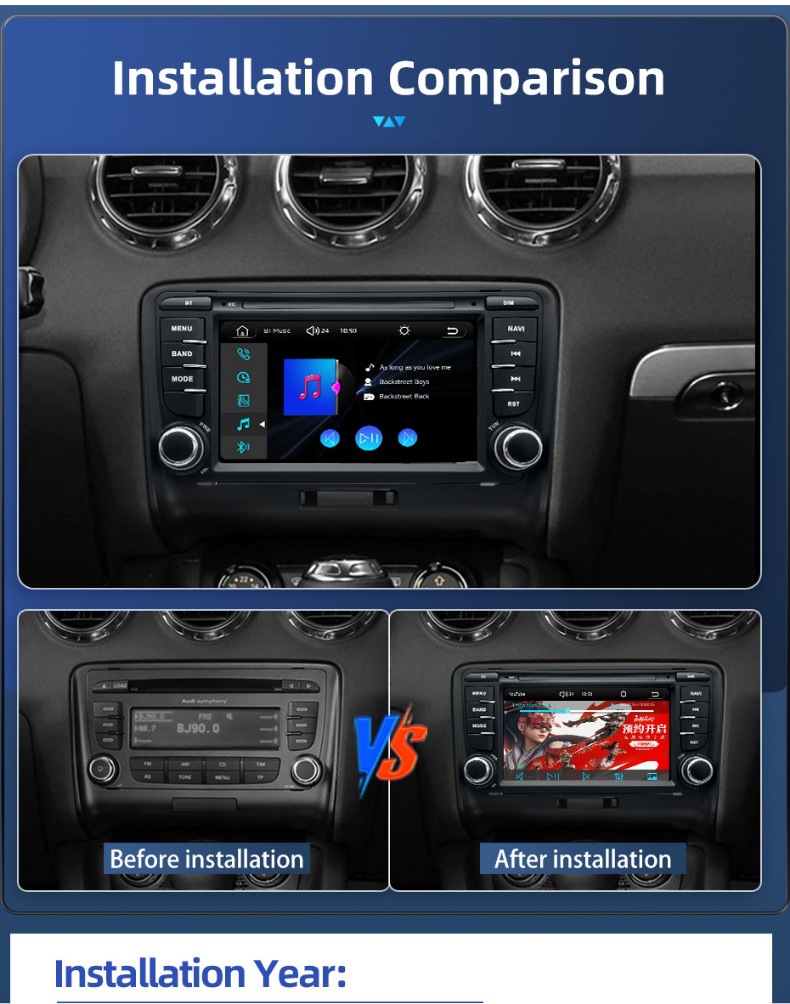 7inch Suitable for Audi Tt Mk2 8J Car Central Control Large Screen Navigation Carplay Audio and Video Player