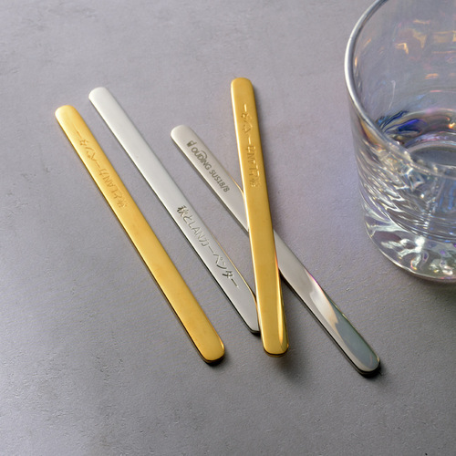 Creative 304 Stainless Steel Snow Cone Stirrer, Silver and Gold Coffee Stirrer, Long Handle Dessert Spoon, Cup Suitable