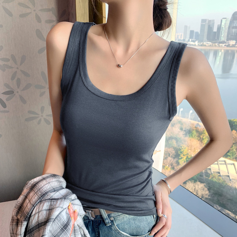 K3013 Customized Acetate Lyocell U-Neck Camisole for Women, Summer Slim-Fit Merino Wool Top That Covers Side Breasts