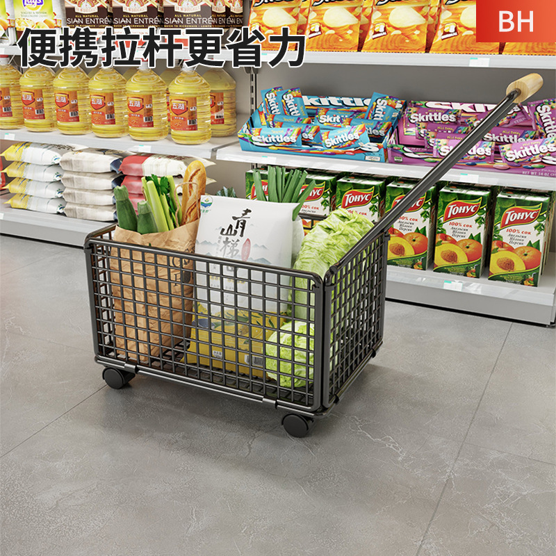 买菜小拉车超市购物车家用带轮快递手拉小推车加厚便携购物筐拖车|undefined