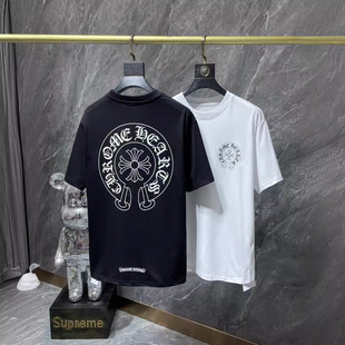 Correct version of foreign trade explosions 23ss luminous horseshoe cross Sanskrit short sleeve T-shirt collection