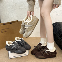 内增高真牛皮~德训鞋女2025冬季新款加绒保暖棉鞋时尚运动休闲鞋