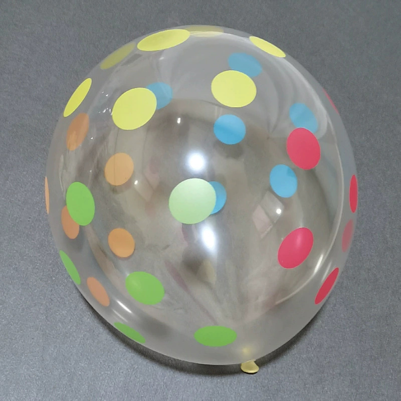 12インチ厚いカラー波点透明風船子供誕生日パーティーの配置用品透明点ラテックス風船|undefined