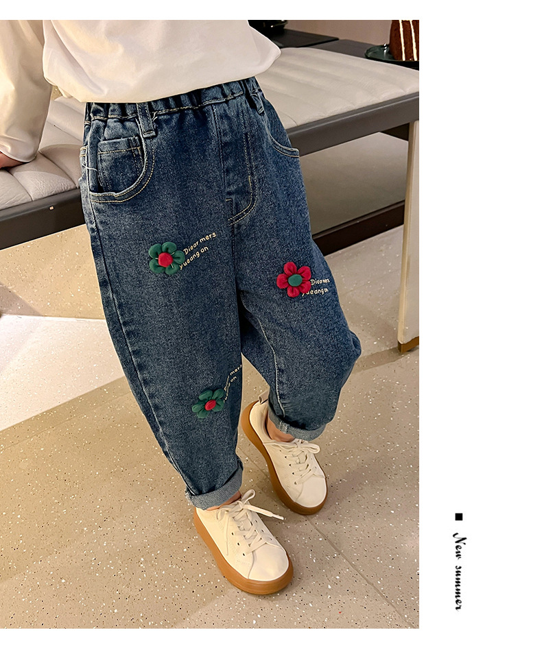 博那罗蒂 新款春秋季洋气网红宝宝休闲长裤儿童秋装牛仔裤