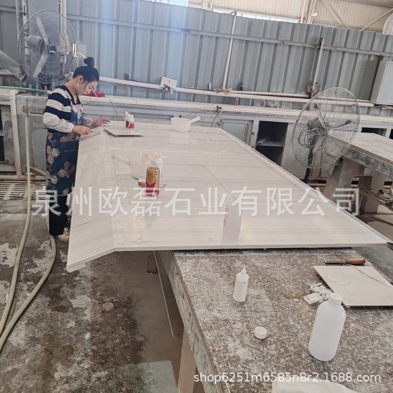 星白大理石台面板背景墙规格板 南斯拉夫白大理石异形线条规格板