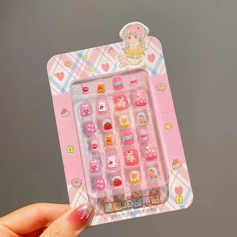 3D Niños Nail Stick Set Regalo de cumpleaños dibujos animados impermeables tridimensionales parches de manicuría autoadhesivos desmontables