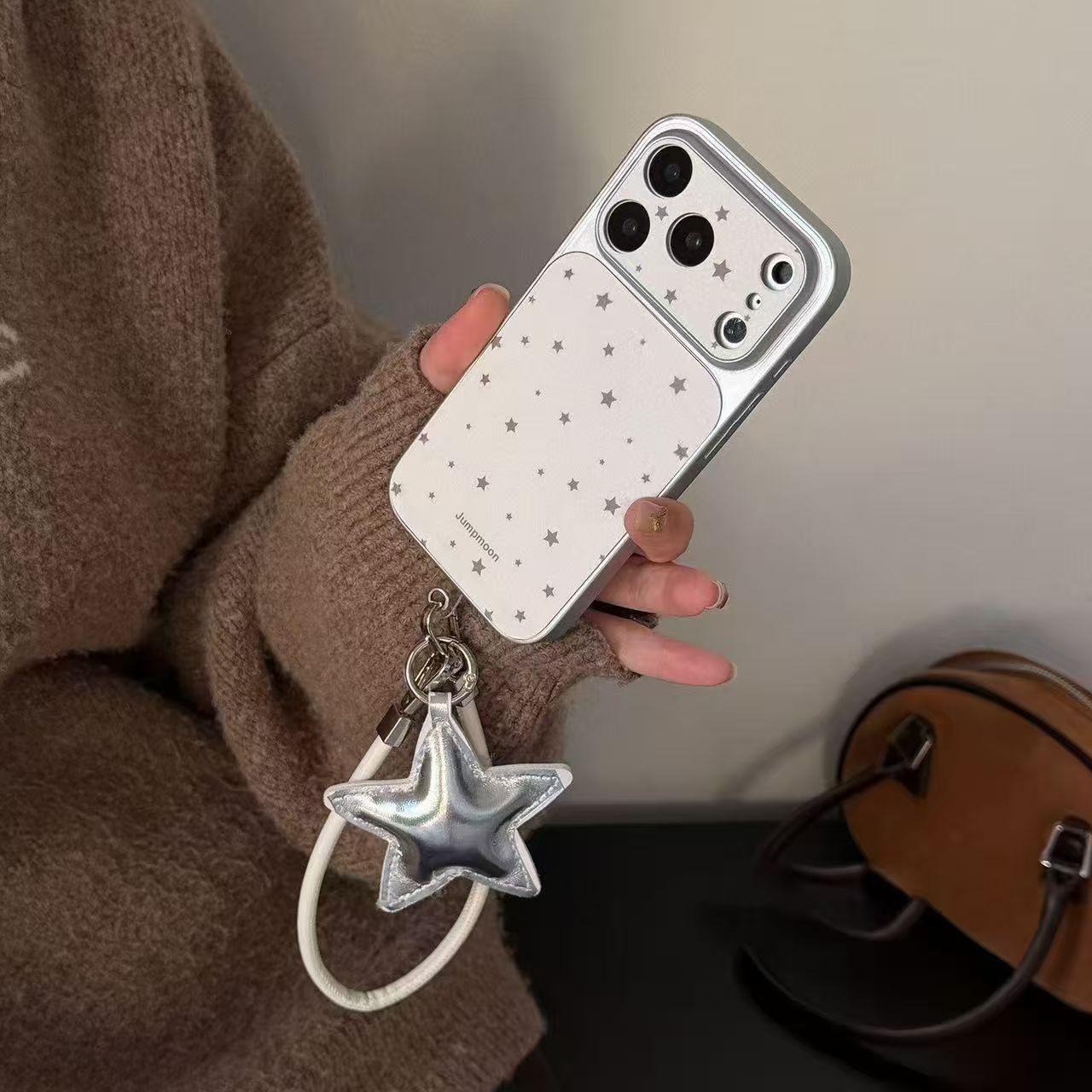 簡約星星掛件適用iPhone17PROMAX手機殼16/15/14/13皮紋12高級11 4