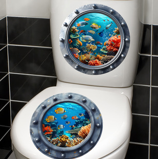 New ACC33258AB Underwater World Fish Swarm Bathroom Toilet Stickers Home Wall Waterproof Wall Stickers