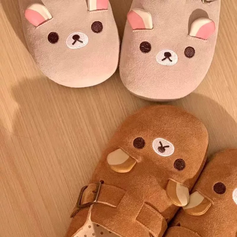 かわいいクマ包頭ビルケンシュトックシューズ女性用 2025 春の新スタイル非蒸しビルケンシュトックシューズ厚底リラックマビルケンシュトックシューズ|undefined