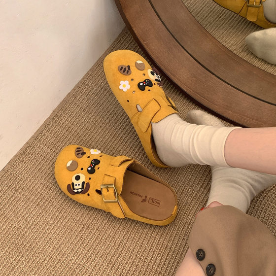 Fashionable Casual Cute Thick Bottom Baotou Slippers Women's Summer Outer Wear 2025 New Retro Slip-on Heightened Birkenneth Shoes