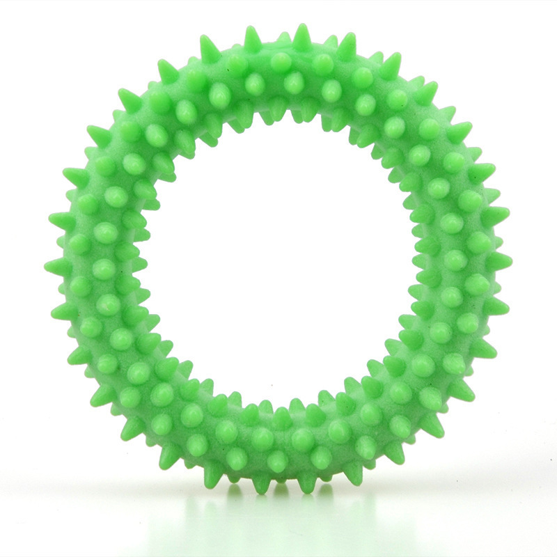 Fábrica transfronteriza nuevo juguete para mascotas TPR espuma Thorn anillo leche sabor pequeño espina anillo molar dientes limpieza perro juguete