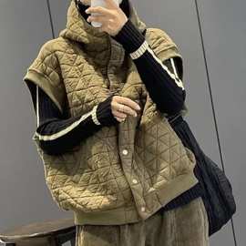 马夹欧货时尚2025新款慵懒随性文艺女装休闲百搭韩版连帽卫衣外套