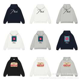 跨境RHUDE秋冬新品美潮高街经典印花字母男女同款重磅宽松卫衣衬