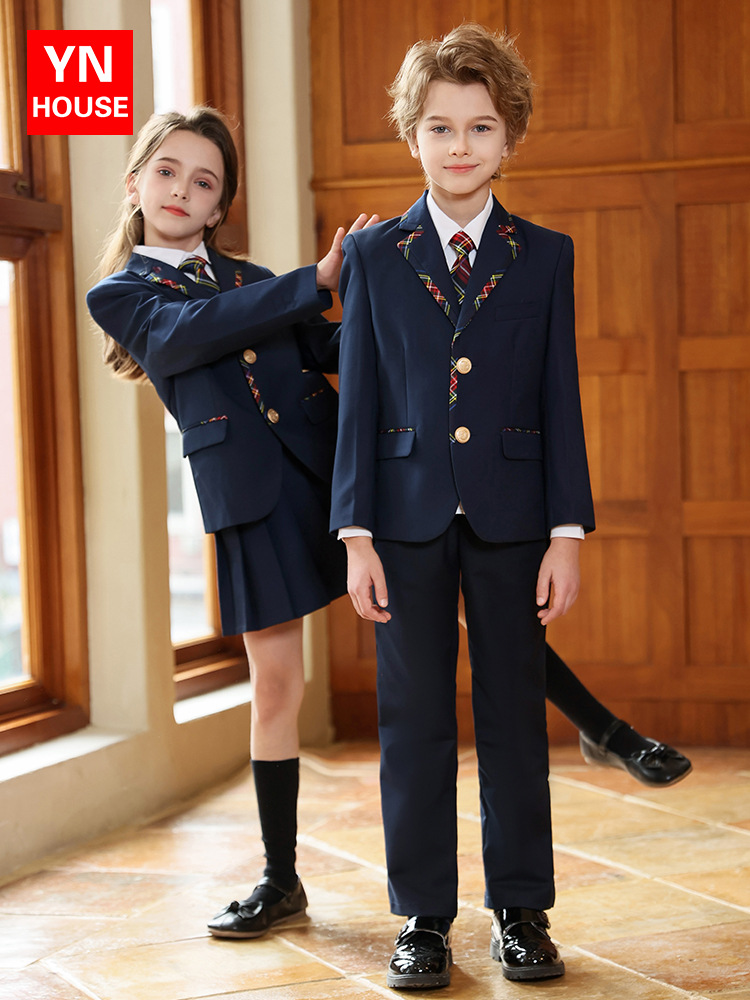 Uniforme escolar de estilo británico para estudiantes de primaria, uniforme jk para niños, traje para niñas, uniforme de clase para estudiantes de secundaria, vestido de primavera y otoño