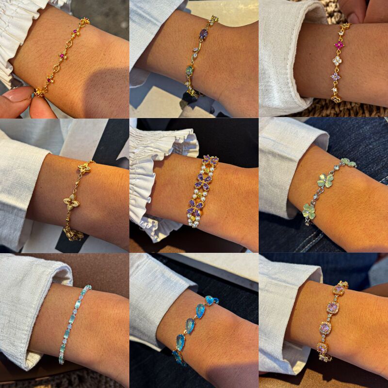 14k real gold plated zircon square bracelet, personalized, exquisite, fashionable, elegant, light luxury, high-end feel, women's jewelry