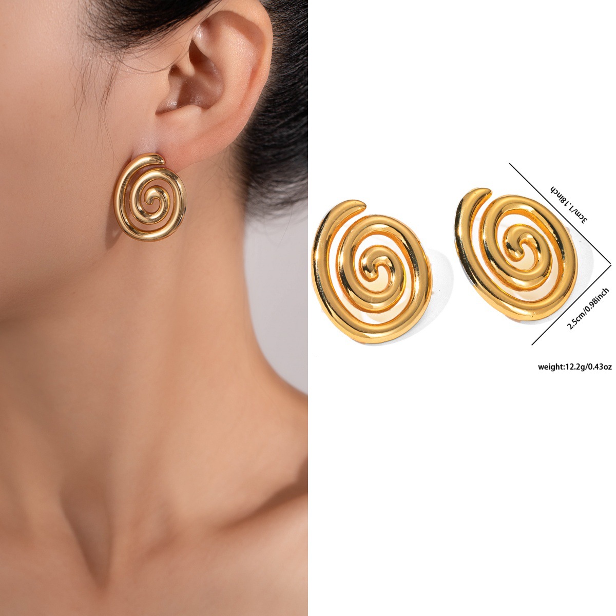 Pendientes de acero de titanio transfronterizos para mujer, lujo ligero, sentido de alta gama, temperamento retro de nicho, pendientes que no se desvanece, pendientes de todo fósforo al por mayor