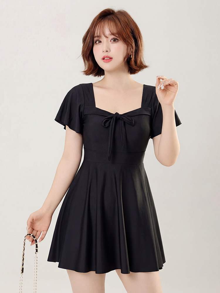 Swimsuit for Women Plus Size Fat mm 150kg Conservative Slimming Look and Flesh-Covering One-Piece Skirt-Style Hot Spring Vacation High-End Swimwear