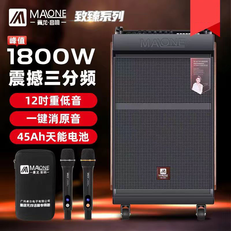 Manlong Square Dance Audio Outdoor High Power Three Frequency Professional Wireless Microphone Bluetooth Singing Subwoofer Speaker
