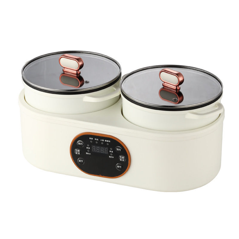 分割二重胆電気炊飯器、多機能電気鍋、スマート電気調理鍋、家庭用全自動スマート保温鴛鴦鍋|undefined