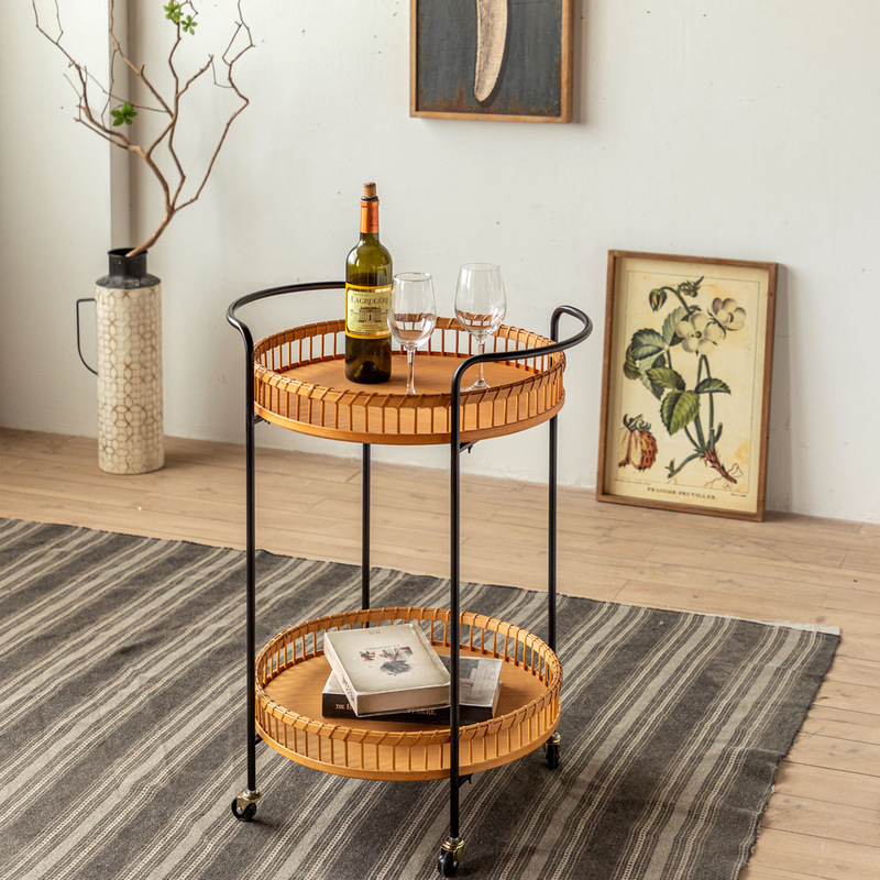 Clearance Sale: American-Style Vintage Rattan Cart Coffee Table, Living Room Sofa Side Table, Small Apartment Movable Corner Table Clearance Sale: American-Style Vintage Rattan Cart Coffee Table, Living Room Sofa Side Table, Small Apartment Movable Corner Table