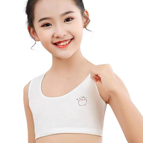 Girls' vest developmental underwear for primary and middle school students, 11-12 years old, cotton bra with cartoon designs for older girls