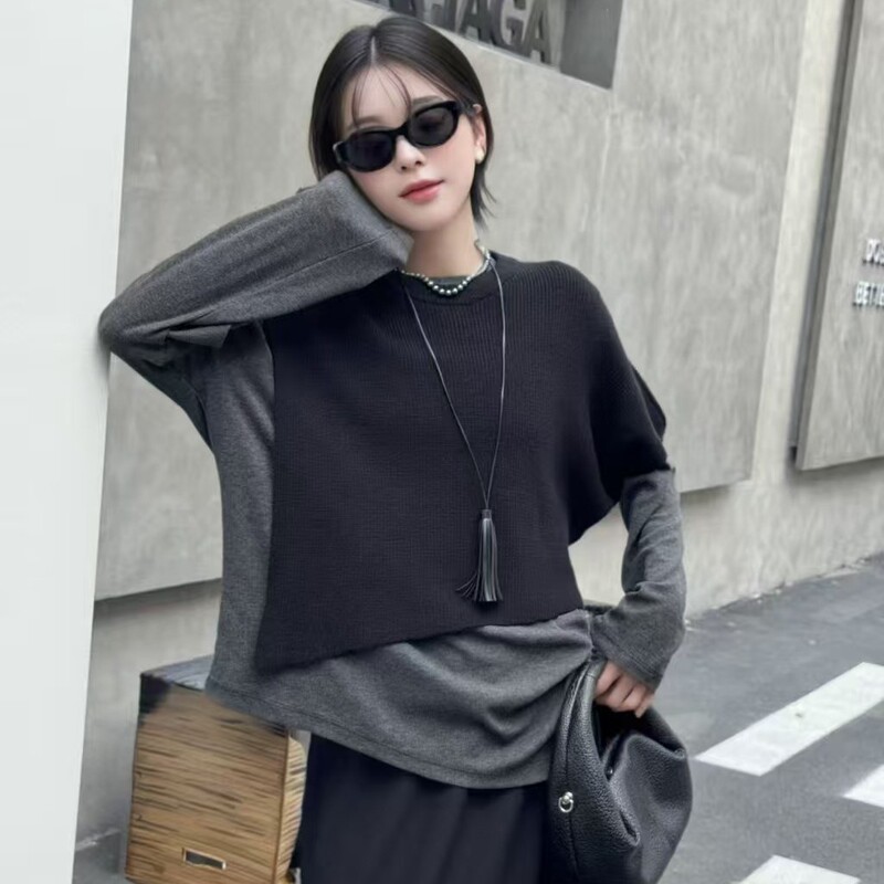 2025 New Autumn and Winter Niche Design Simple Pure Color Casual Versatile Shawl Layered Short Round Neck Knitted Blouse 2025 New Autumn and Winter Niche Design Simple Pure Color Casual Versatile Shawl Layered Short Round Neck Knitted Blouse