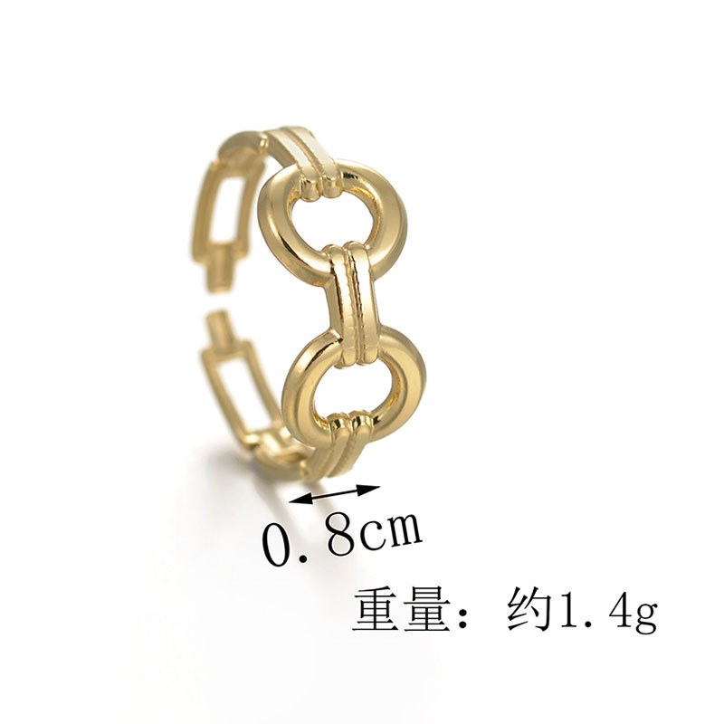 Retro Hollow Chain Geometric Open Finger Stainless Steel Ring display picture 1