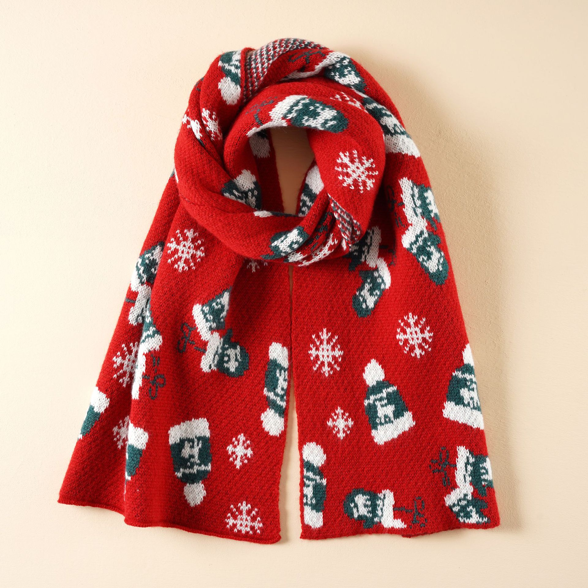 Navidad regalo rojo bufanda femenina moda lindo otoño e invierno cálido estilo coreano ins estudiante lindo bufanda caliente