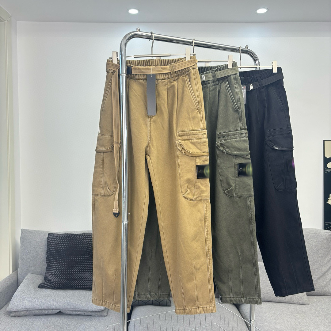 Cross-Border Stone Compass Badge Embroidery Skill Cargo Pants Loose Straight Casual Multi-Pocket Long Pants Men