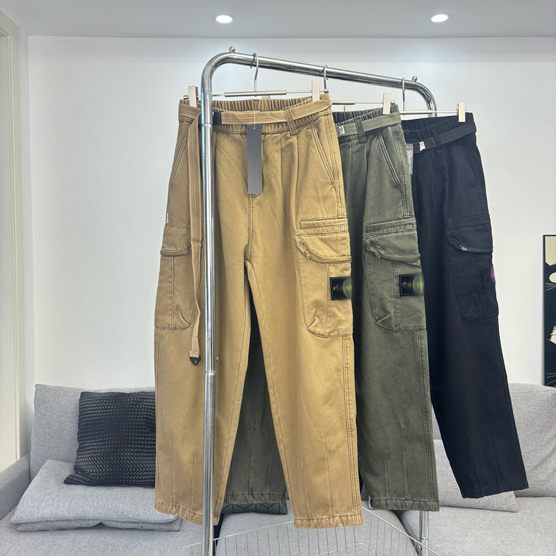 Cross-Border Stone Compass Badge Embroidery Skill Cargo Pants Loose Straight Casual Multi-Pocket Long Pants Men Cross-Border Stone Compass Badge Embroidery Skill Cargo Pants Loose Straight Casual Multi-Pocket Long Pants Men