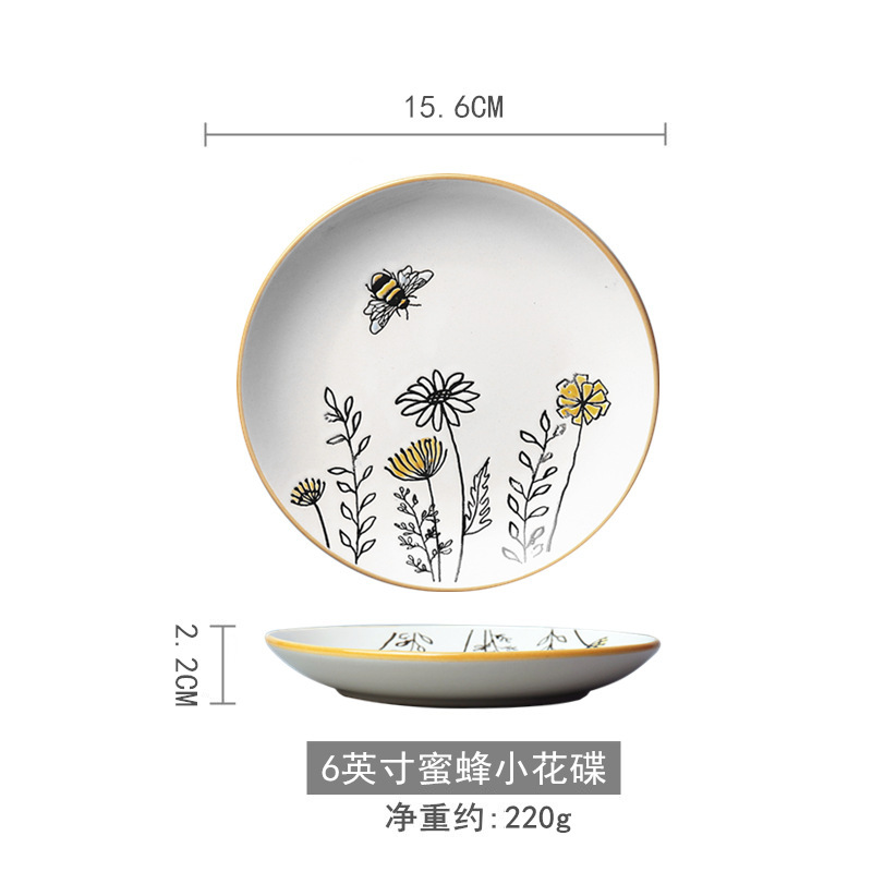 創意的な手描きの釉薬の下で色彩の陶磁器の皿の家庭用の野菜の皿の冷たい野菜の皿の果物のお菓子の皿の6寸は骨の皿のかすの皿を吐きます。|undefined