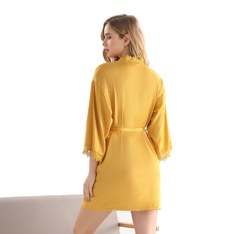 GraceChic GraceChic New European And American Style Ice Silk Women's Loungewear Fashionable Comfortable Loose Plus Size Lace Trim Pajamas_voghion.com