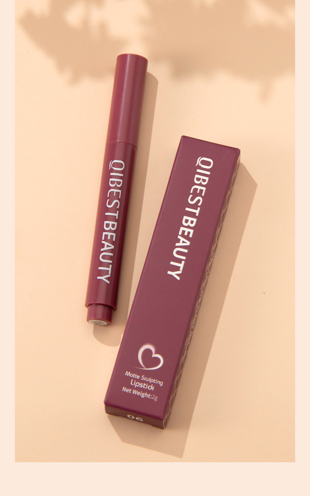 QIBEST Cross-border Smooth matte Lipstick is light, does not dry out and does not fade easily. It is a lipstick pen and makeup product in stock undefined